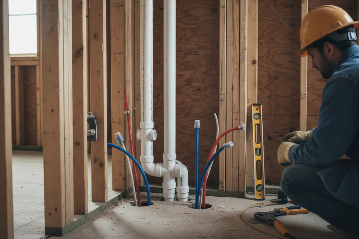 Drain and supply rough-in during Leak Detection in Pottsboro