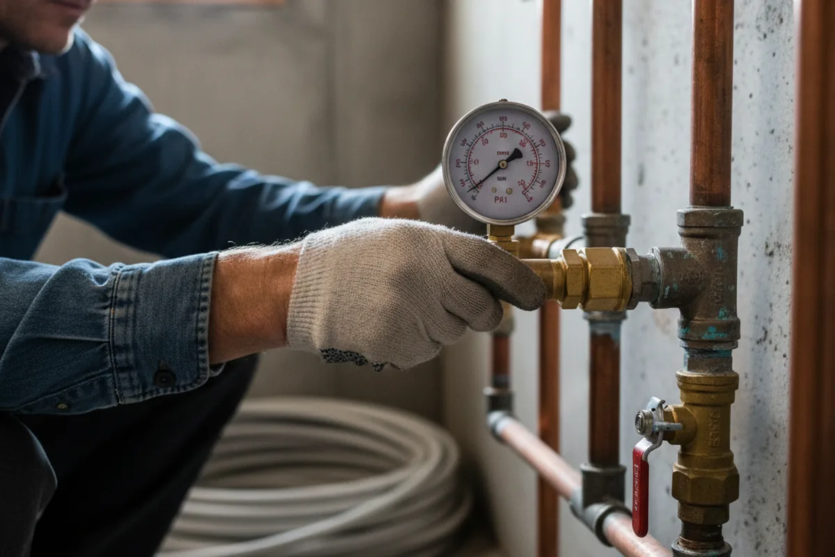 Pressure testing a repaired line during Water Line Repair in Pottsboro